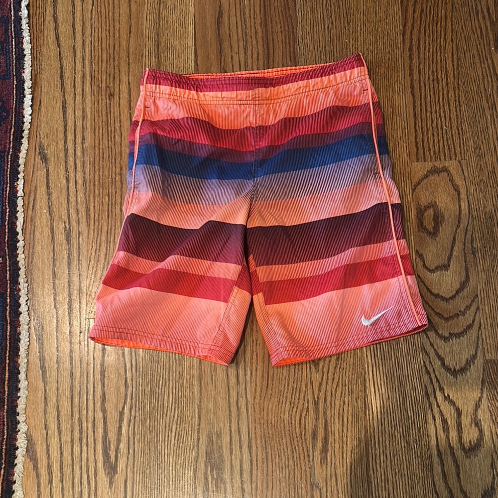 Nike Boys' Striped Swim Shorts - Coral, Red, Blue